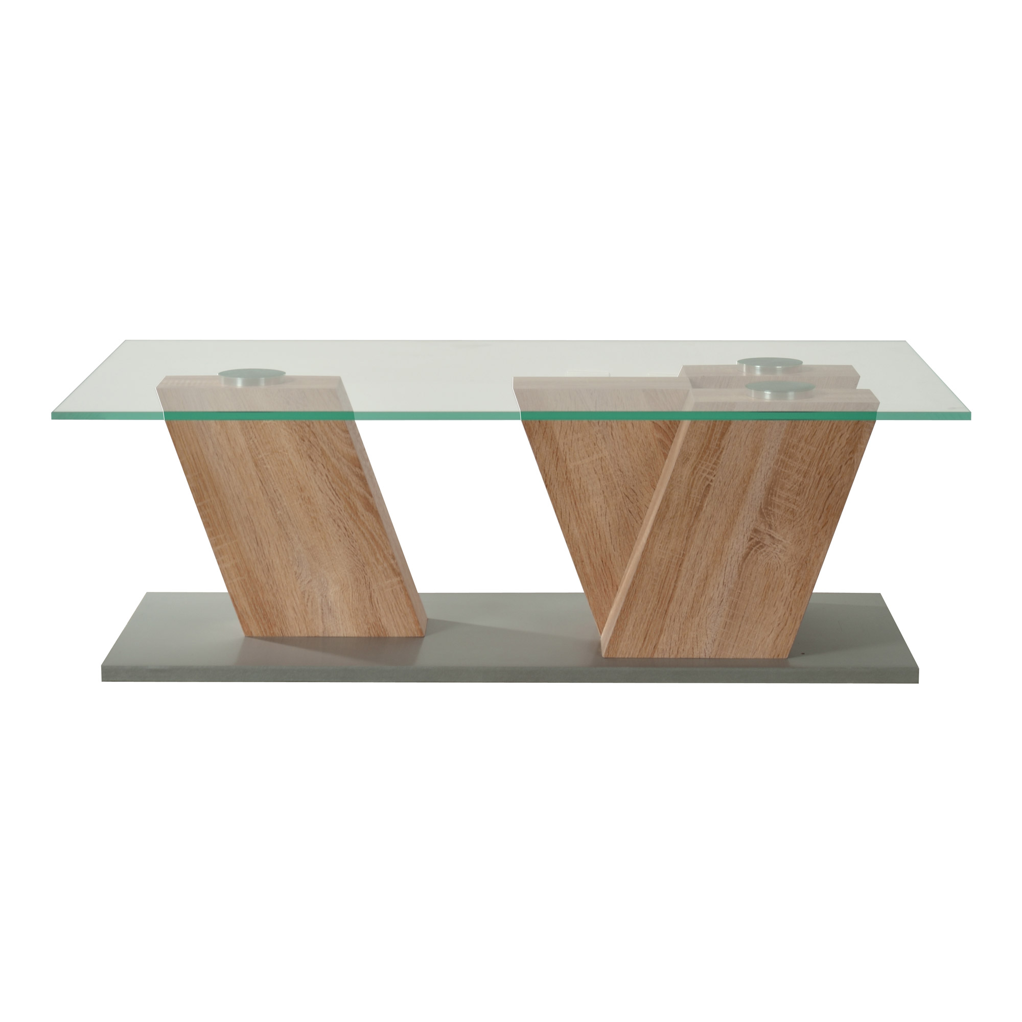 Table basse rectangulaire verre bois