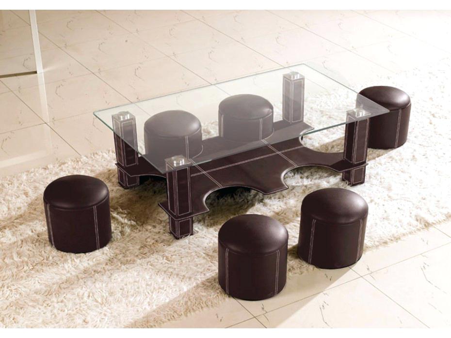 Table basse avec pouf chocolat