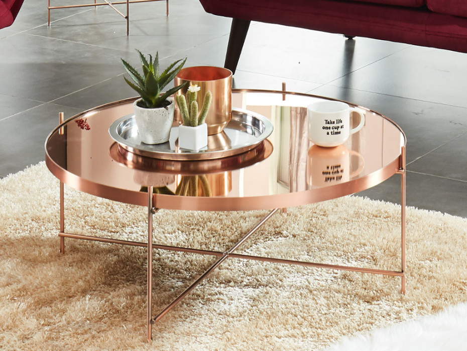 Table basse design miroir