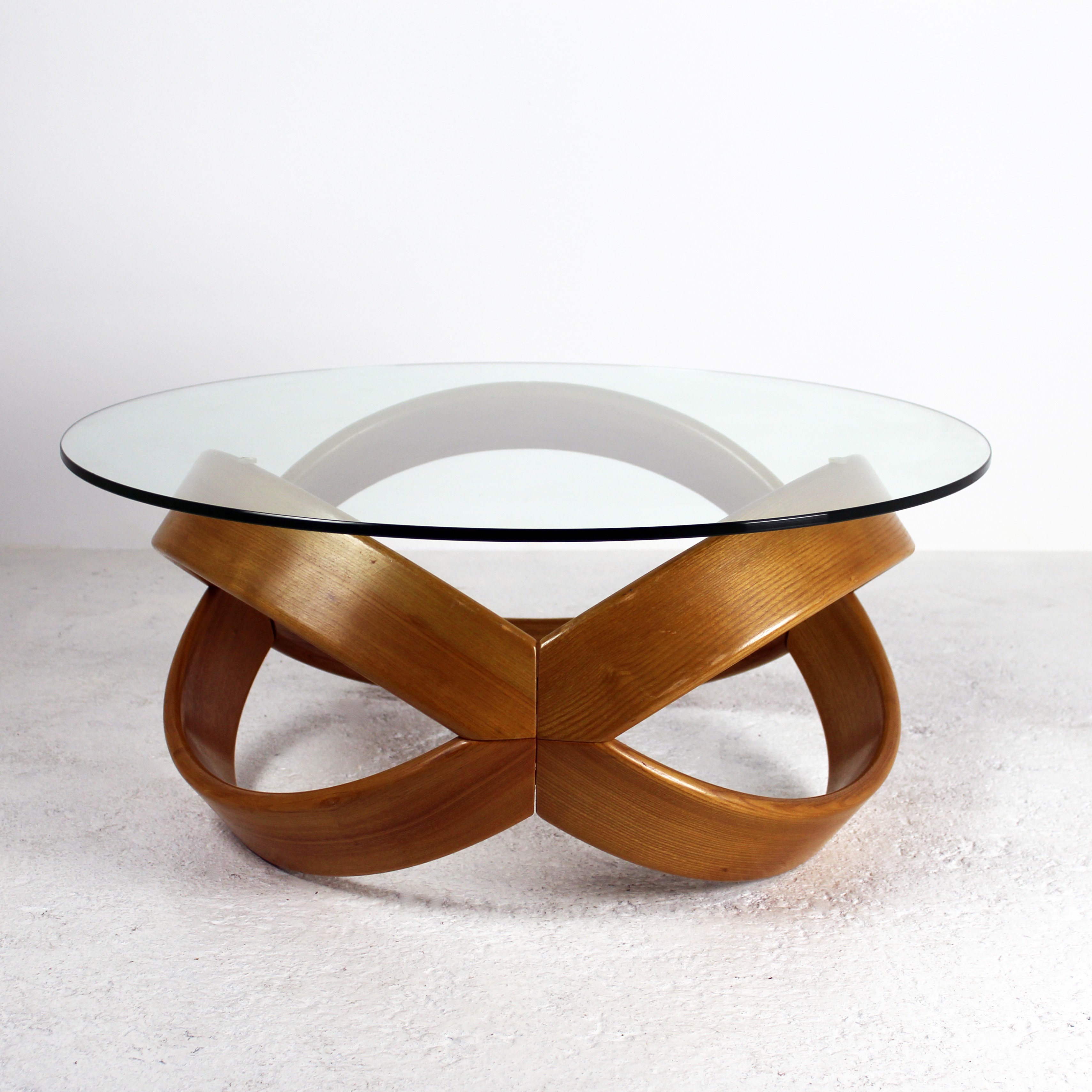Table basse ovale bois et verre
