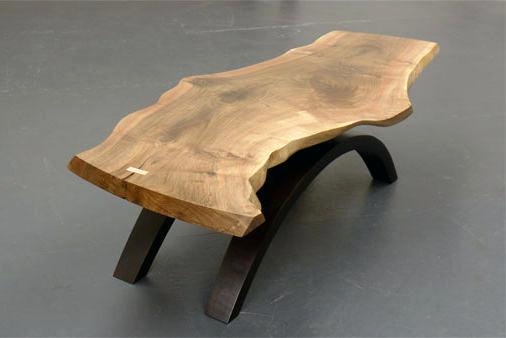 Table basse plateau bois brut