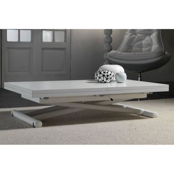 Table basse relevable extensible lift wood gris béton