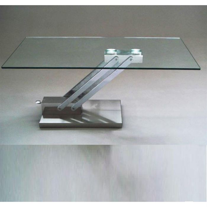 Table basse relevable transparente