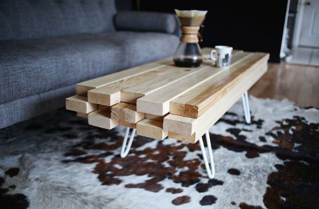 Table basse bloc de bois