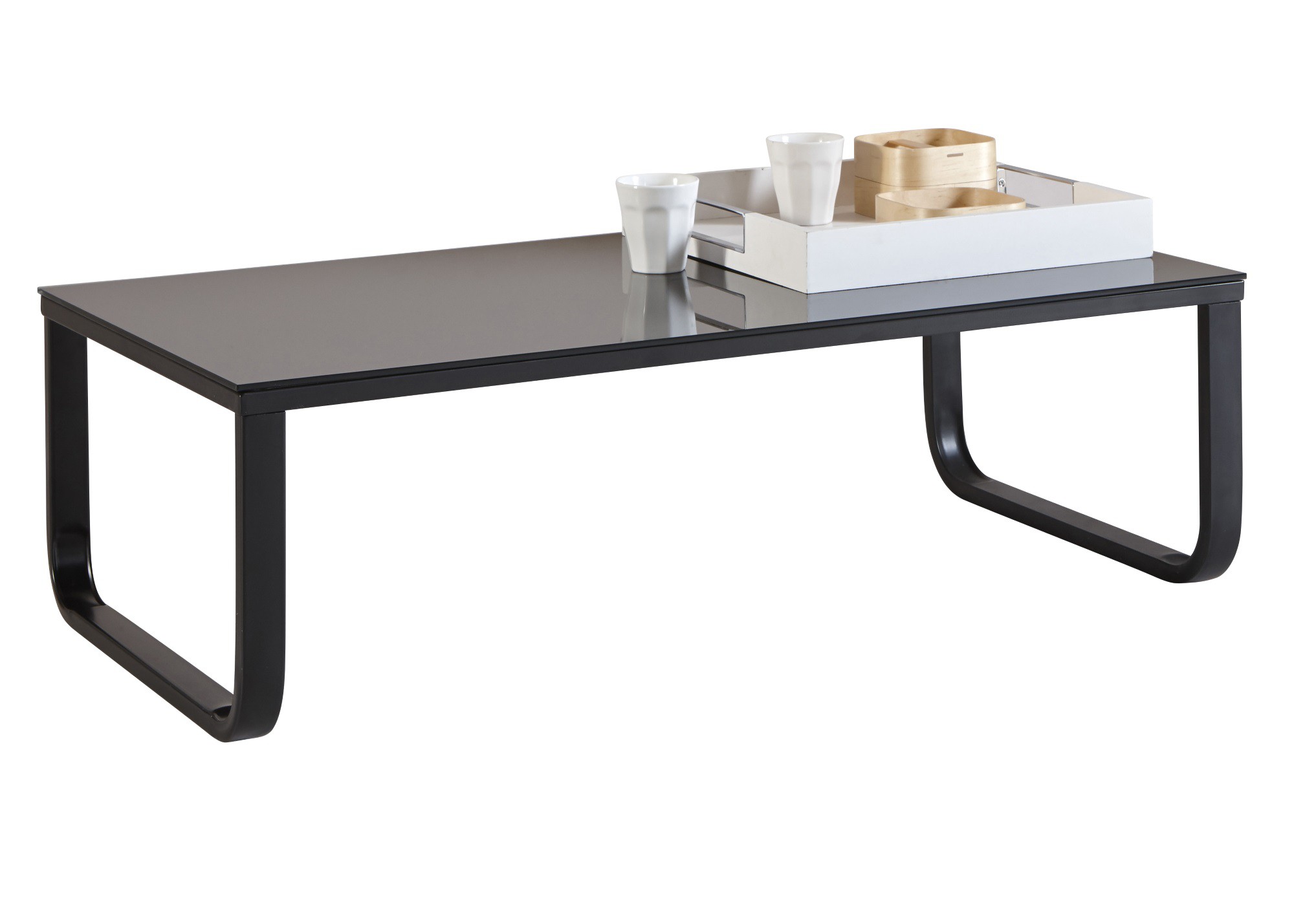 Table basse rectangulaire en verre noir