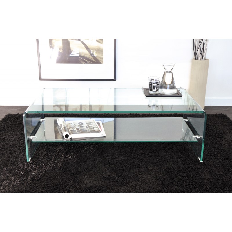Vera table basse carrée en verre courbé 80 x 80 cm
