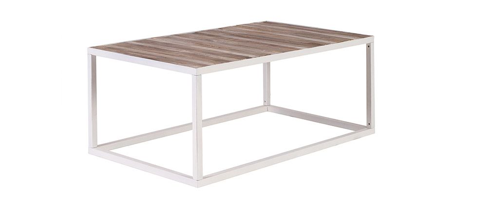 Table basse metal et bois blanc