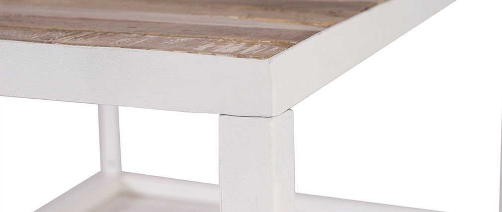 Table basse métal blanc et bois