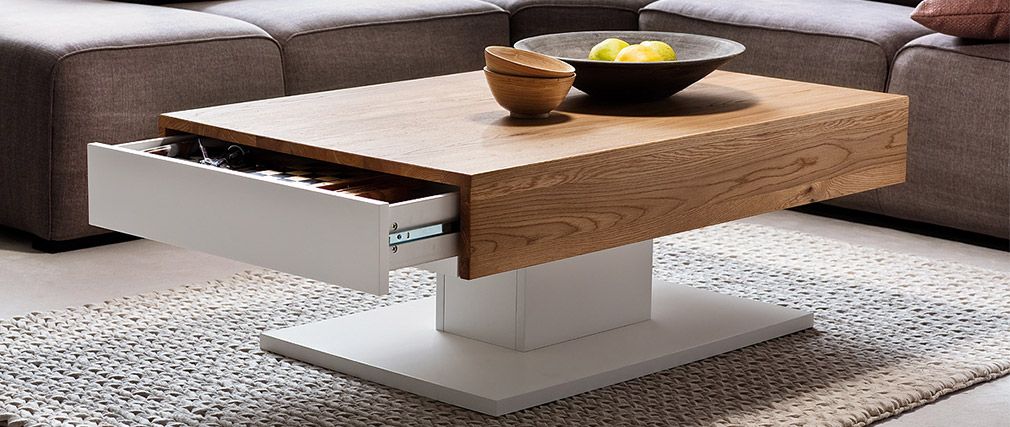 Table basse design blanche bois
