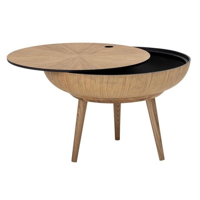 Table basse ronde rangement bois