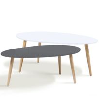 Table basse ovale bois gris
