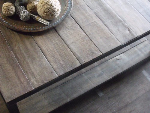 Table basse bois gris vieilli