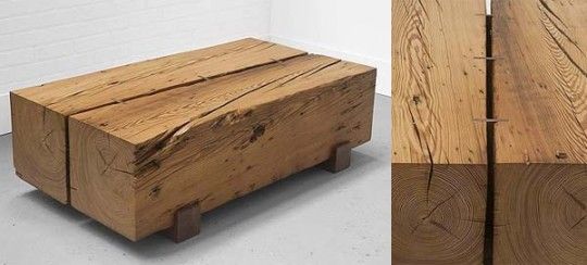 Table basse bois fait mains
