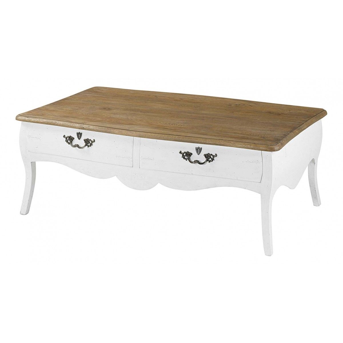 Table basse bois blanc et gris