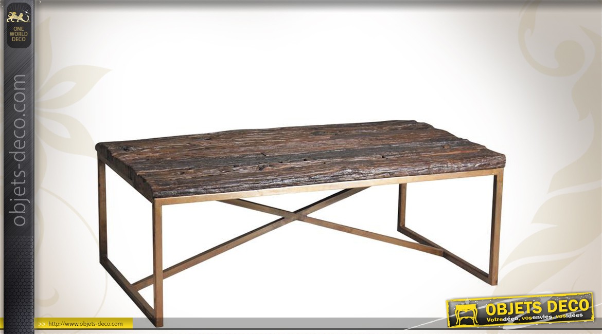 Table basse rectangulaire bois vieilli