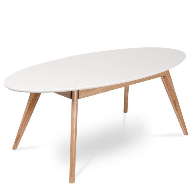 Table basse scandinave ovale blanche
