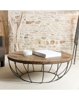 Table basse salon ronde bois