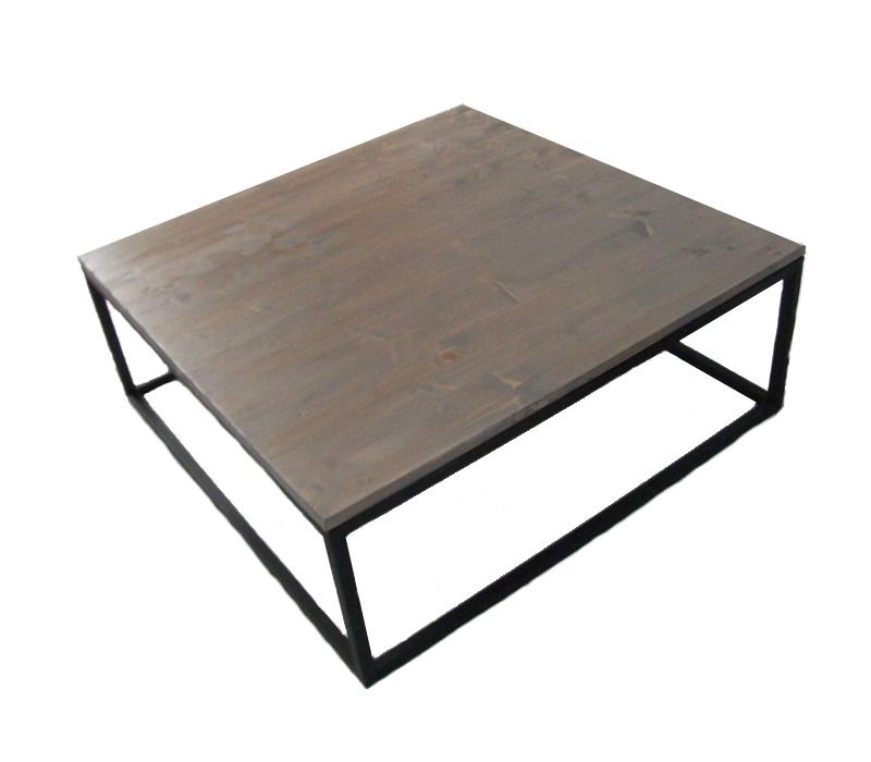 Table basse bois gris et metal