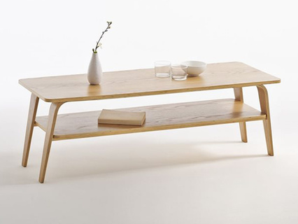 Table basse oval bois clair