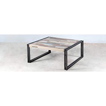 Table basse carrée bois et métal pier import