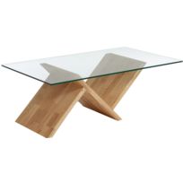 Table basse verre bois designer