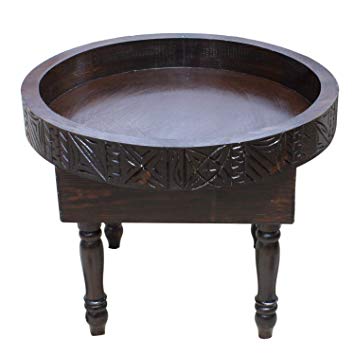Table basse ronde bois marocaine