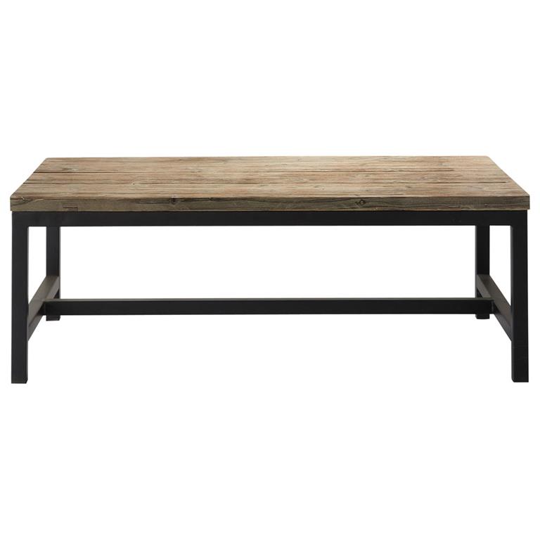 Table basse bois blanchi et metal