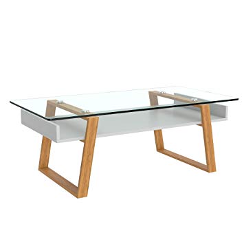 Table basse design blanc bois