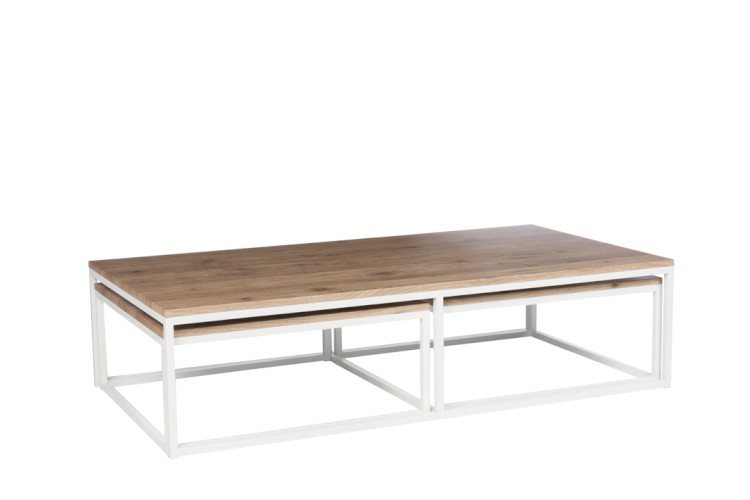 Table basse bois et blanc rectangulaire