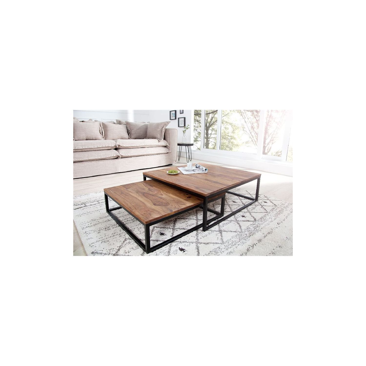 Table basse bois foncé design
