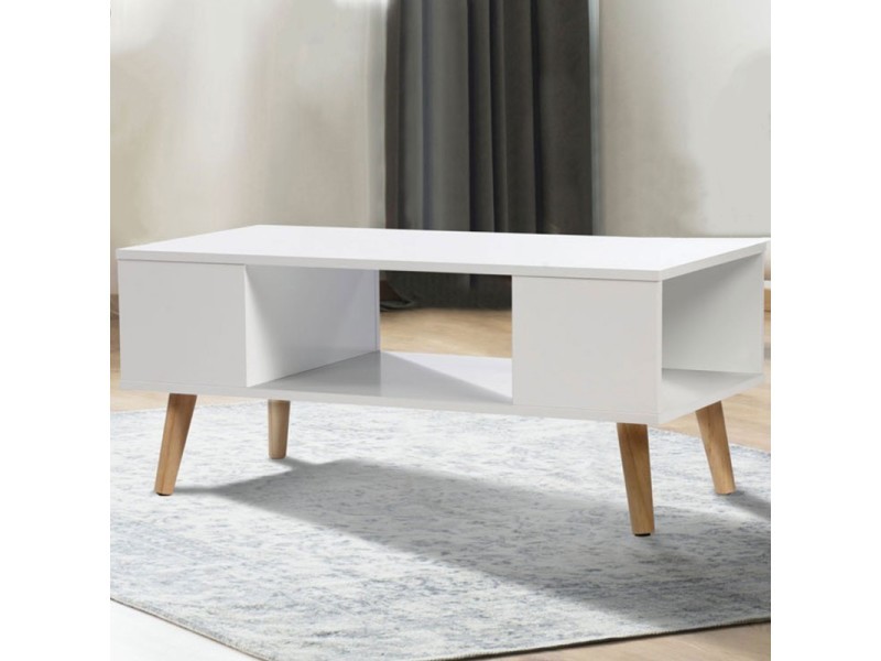 Table basse blanc et bois conforama