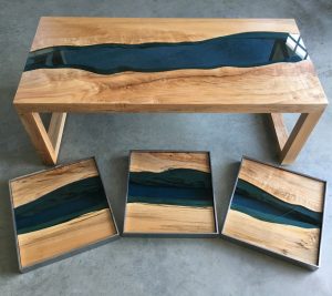 Table basse bois epoxy