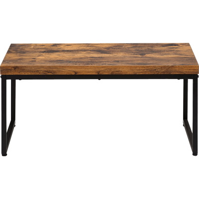 Table basse 2 tiroirs - blanc laqué mat et imitation bois foncé