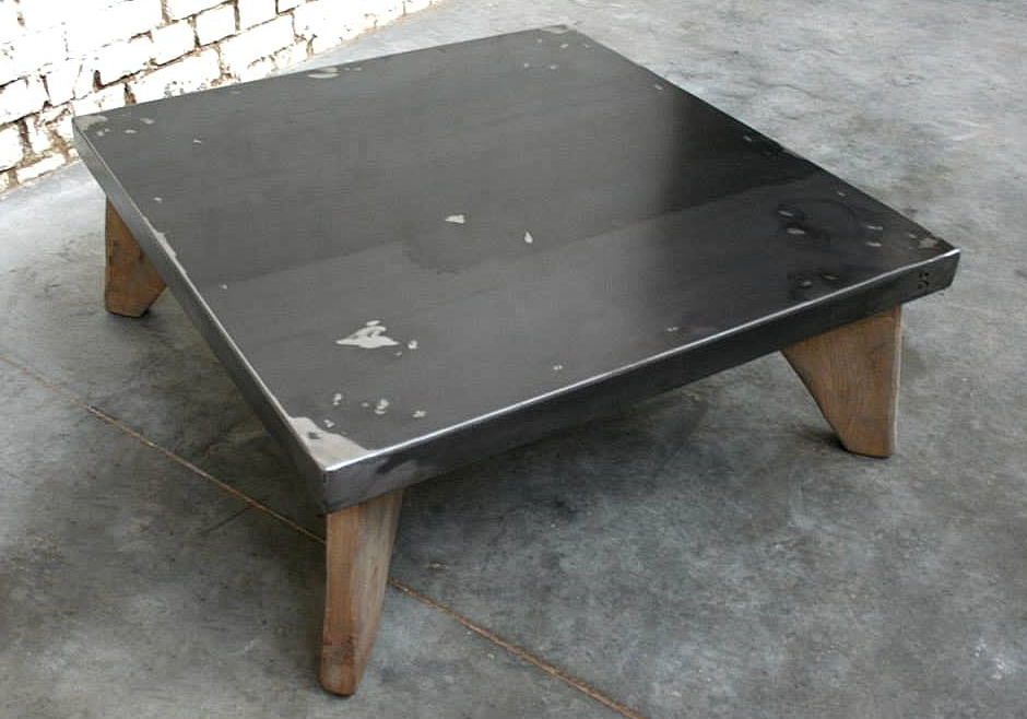 Table basse bois et métal industriel