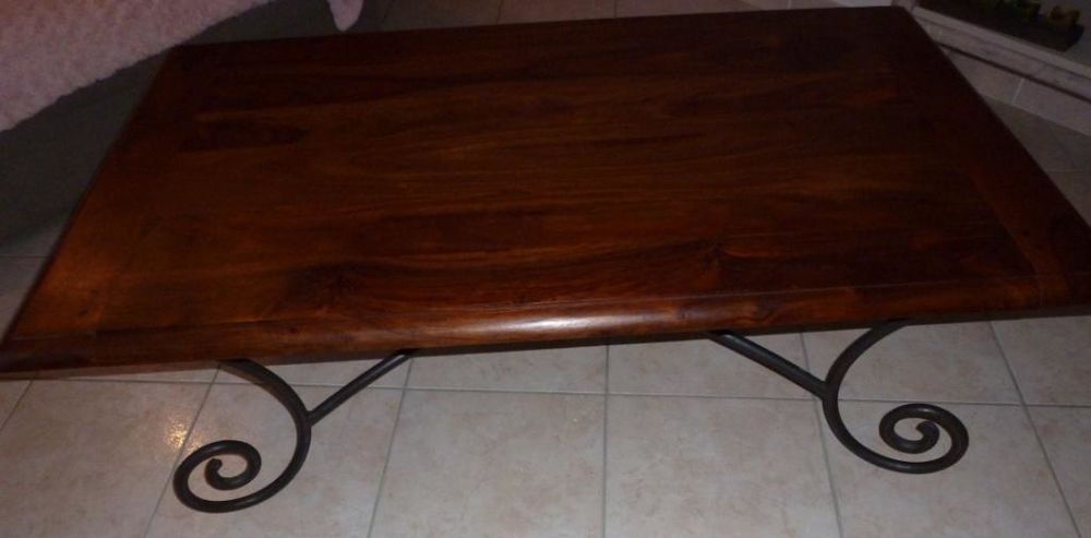 Table basse en bois et fer forge