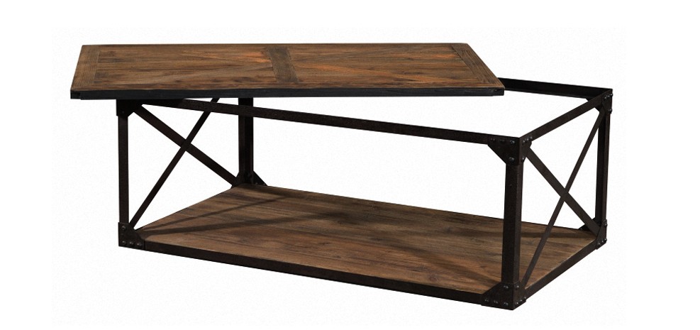 Table basse bois foncé métal