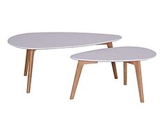 Table basse ovale blanc et bois