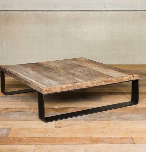 Table basse vitrée en bois