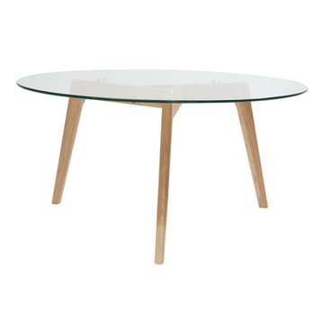 Table basse bois verre ronde