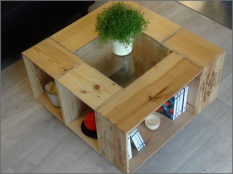 Table basse maison caisse en bois