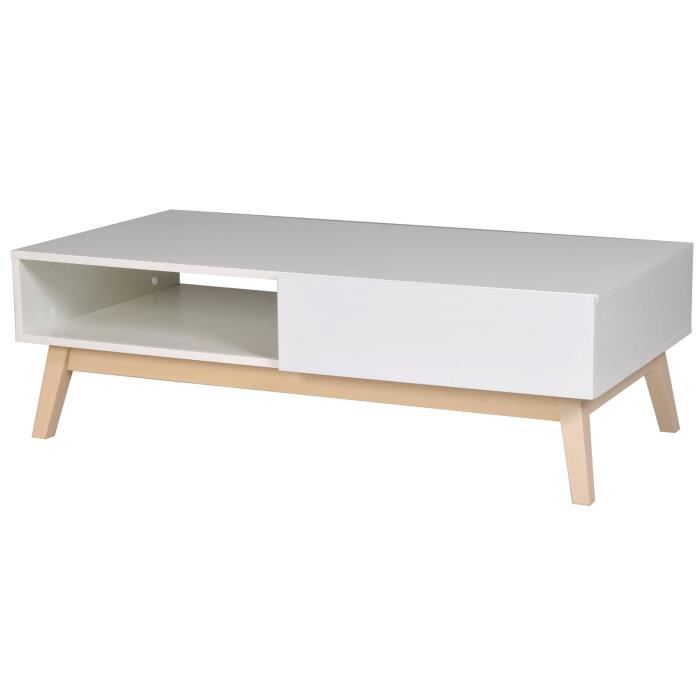 Table basse scandinave blanche rectangulaire