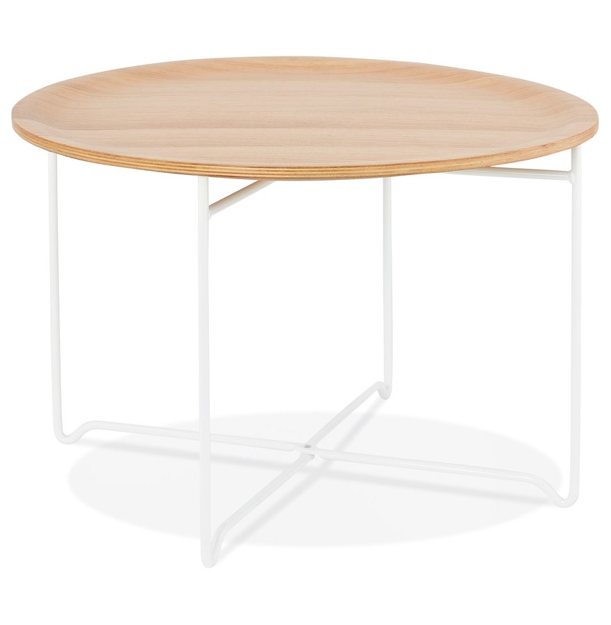 Table basse bois blanc et metal