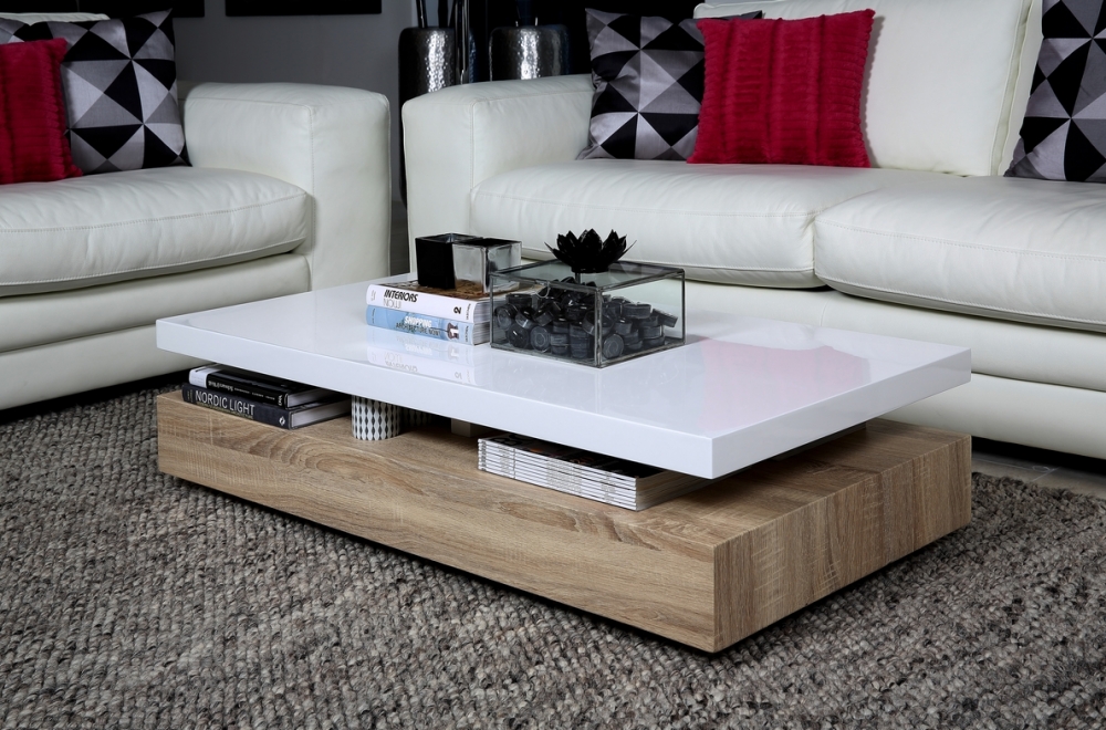 Table basse blanc bois design