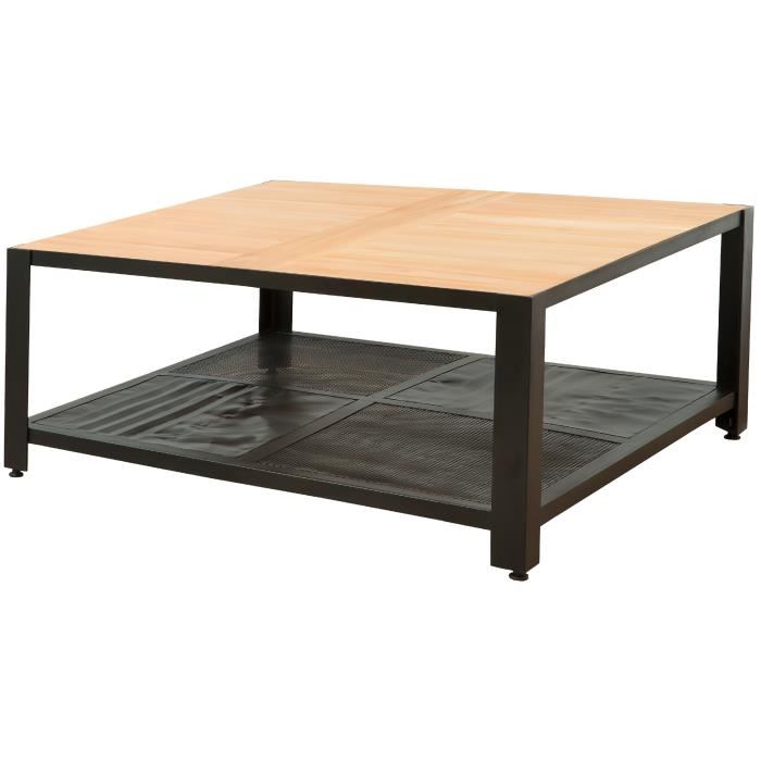 Table basse bois metal carrée
