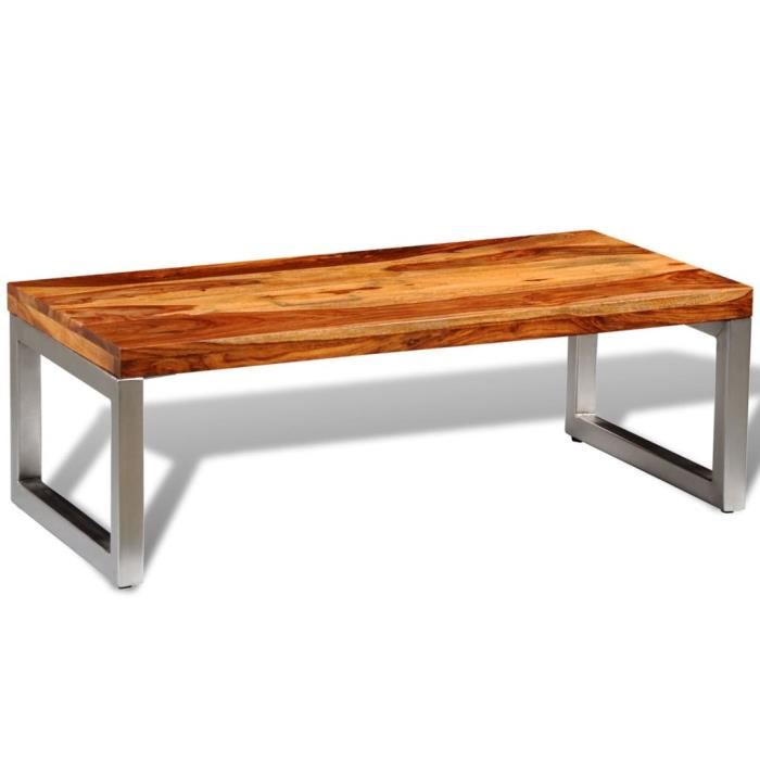 Table basse bois massif et acier