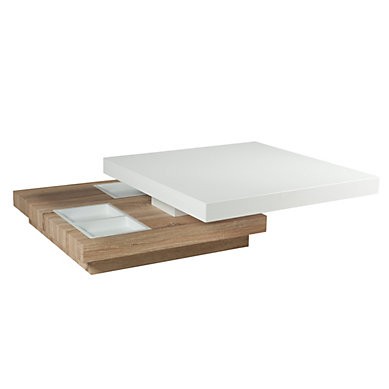 Petite table basse blanche et bois