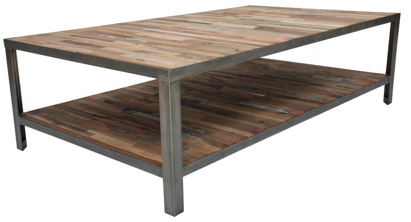 Table basse bois fer rectangle