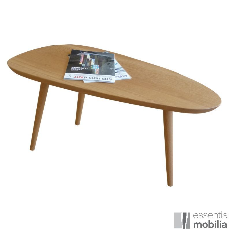 Petite table basse ovale en bois