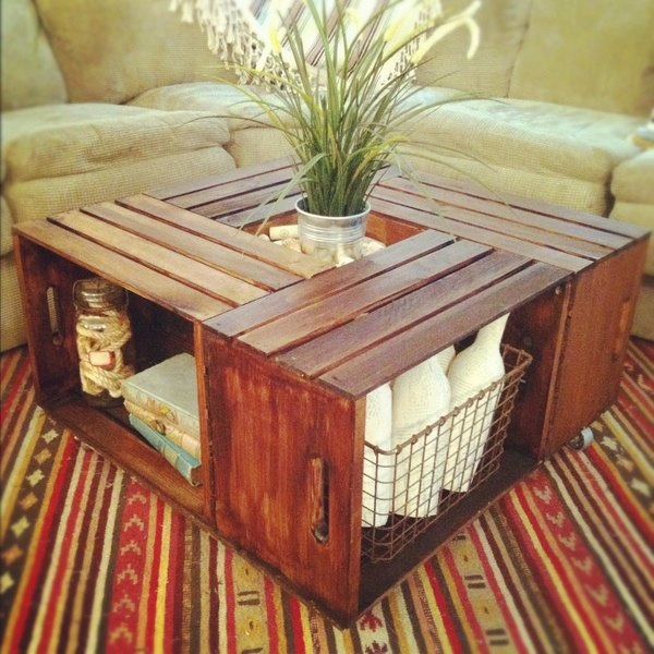 Table basse avec caisses en bois
