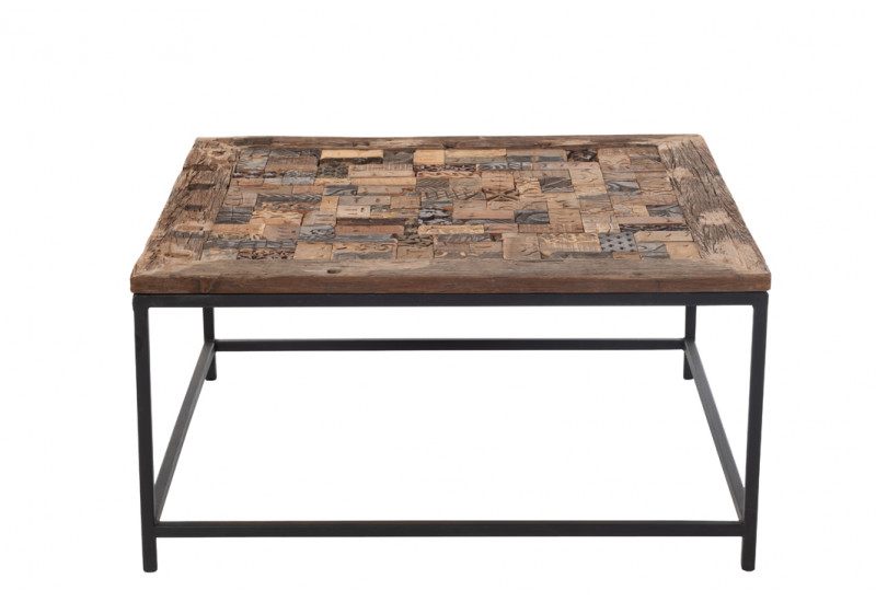 Table basse carré bois metal